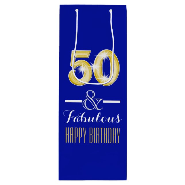 Fiftieth 50th birthday wine bottle wine gift bag (Front)
