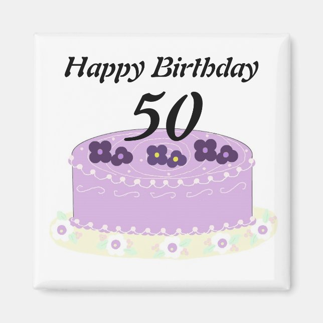 Fiftieth Birthday Cake Magnet (Front)