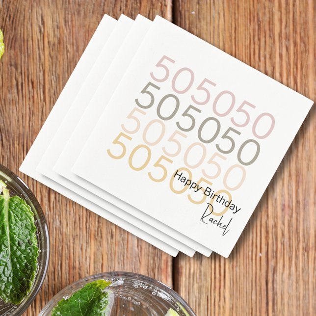 Fiftieth Birthday Modern 50 Patern Paper Napkin (Simple Modern 50 Pattern Birthday Paper Napkin
)