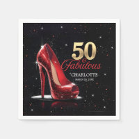 Fifty 50 & Fabulous BIRTHDAY Red Gold High Heels