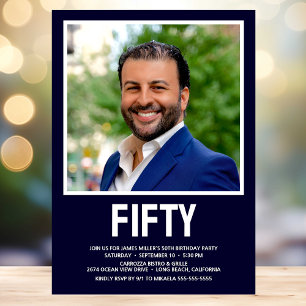 Fifty 50th Birthday Bold Type Photo Invitation