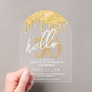 Fifty 50th Birthday Lux Gold Acrylic Invitation