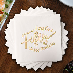 Fifty 50th birthday party script custom name Foil Napkins