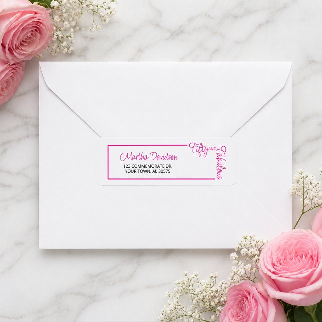 Fifty and Fabulous 50th Birthday Address Design (Fifty and Fabulous 50th Birthday Address Design Label)