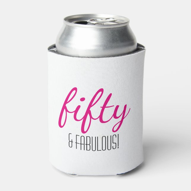 Fifty and Fabulous 50th Birthday Can Cooler (Can Front)
