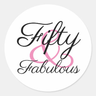 Fifty and Fabulous 50th Birthday Party Classic Round Sticker