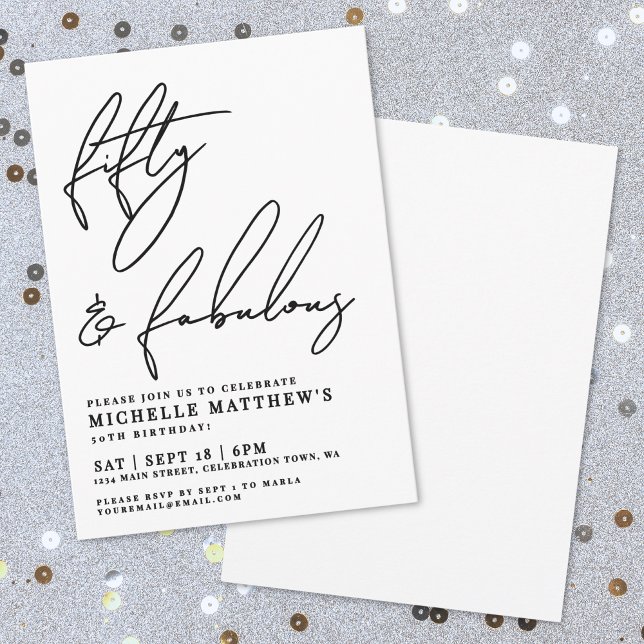 Fifty And Fabulous 50th Birthday Party Invitation (Fifty And Fabulous 50th Birthday Party Invitation)