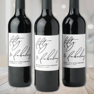 Fifty And Fabulous 50th Birthday Party Wine Label