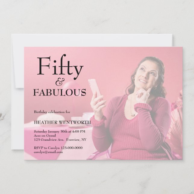Fifty and Fabulous 50th Birthday Photo Invitation (Front)