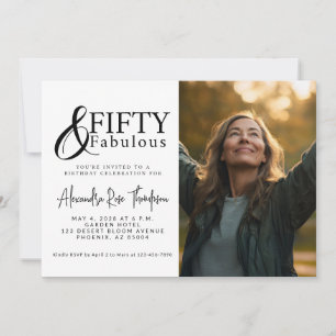 Fifty And Fabulous 50th Birthday Photo Party Invitation
