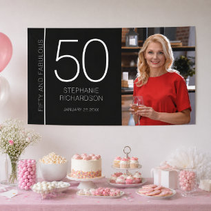 Fifty and Fabulous 50th Birthday Photo Poster Banner