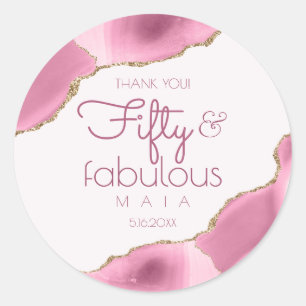 Fifty and Fabulous 50th Birthday Thank You  Classic Round Sticker