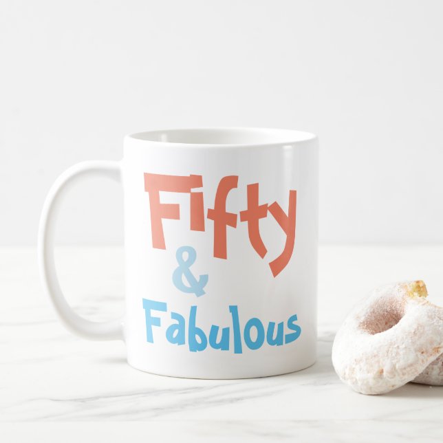 Fifty and Fabulous Birthday Mug (With Donut)