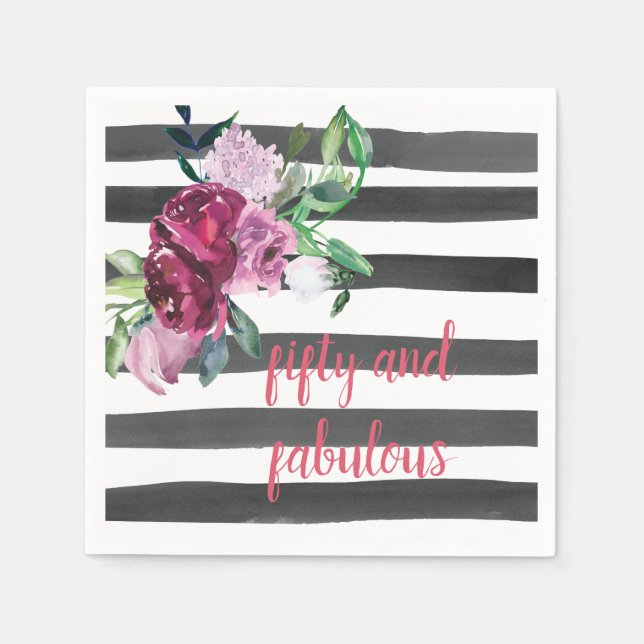 Fifty and Fabulous Birthday Party Napkin (Front)