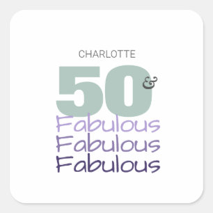 Fifty and Fabulous Birthday Party Square Sticker