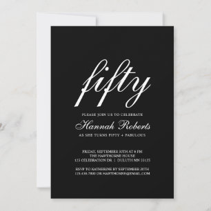 Fifty and Fabulous Black 50th Birthday Party Invitation