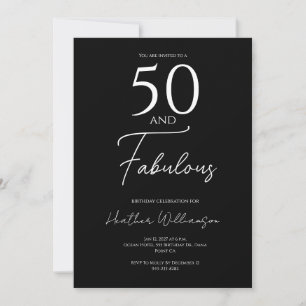 Fifty and Fabulous Black 50th Birthday Party Invitation