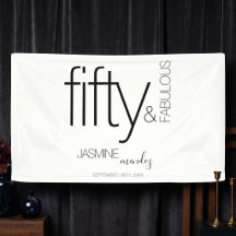 Fifty and Fabulous Black And White Birthday