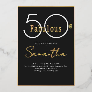 Fifty and Fabulous Black & Gold 50th Birthday