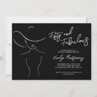 Fifty and Fabulous Black Line Art Birthday Party