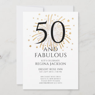 Fifty and Fabulous Black White 50th Birthday Party Invitation