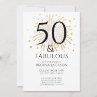 Fifty and Fabulous Black White 50th Birthday Party