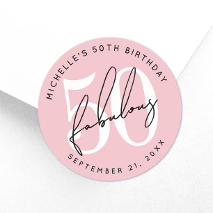 Fifty And Fabulous Blush Pink 50th Birthday Classic Round Sticker