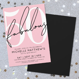 Fifty And Fabulous Blush Pink 50th Birthday Invitation