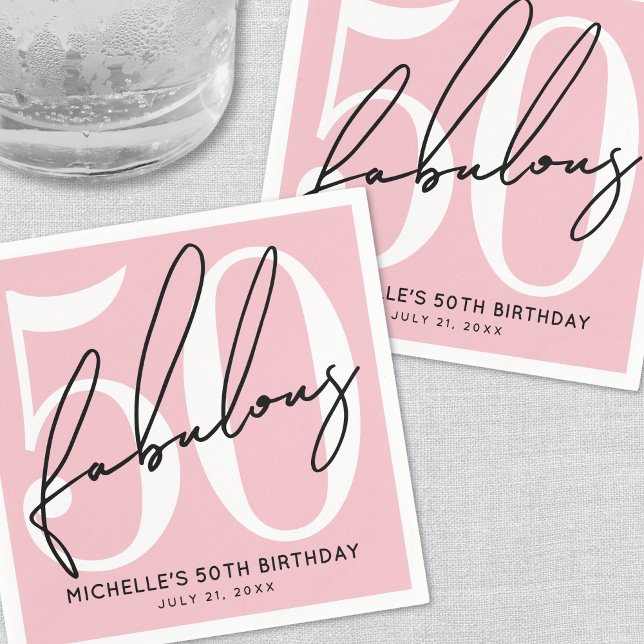 Fifty And Fabulous Blush Pink 50th Birthday Napkin (Fifty And Fabulous Blush Pink 50th Birthday Napkins)