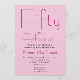 Fifty and Fabulous Blush Pink 50th Birthday Party Invitation