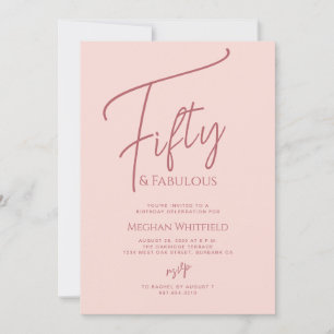 Fifty and Fabulous Blush Pink 50th Birthday Party Invitation