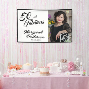 Fifty and Fabulous Bold Photo 50th Birthday Party Banner