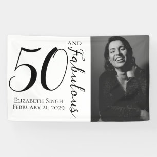 Fifty and Fabulous Bold Photo 50th Birthday Party  Banner
