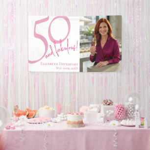 Fifty and Fabulous Bold Photo 50th Birthday Party Banner