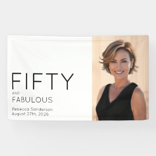 Fifty and Fabulous Bold Photo 50th Birthday Party  Banner