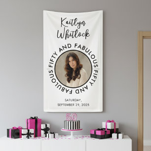 Fifty and Fabulous Bold Photo 50th Birthday Party Banner
