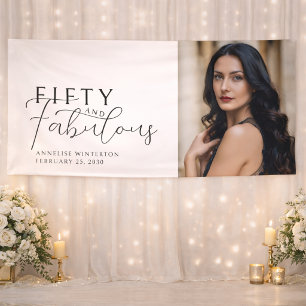 Fifty and Fabulous Bold Photo 50th Birthday Party  Banner