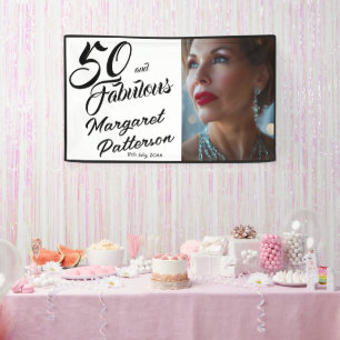 Fifty and Fabulous Bold Photo 50th Birthday Party Banner