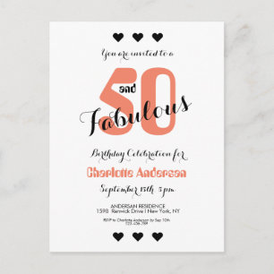 Fifty and Fabulous Coral Party Invitation Postcard