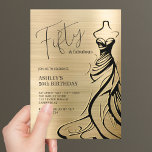 Fifty and Fabulous Dress Gold 50th Birthday Invitation<br><div class="desc">Create your own Fifty and Fabulous Dress Gold 50th Birthday Invitation! Personalise this design with your own text. You can further customise this design by selecting the "Edit Details" button if desired.</div>