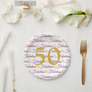 Fifty and Fabulous Elegant 50th Birthday  Napkins Paper Plate