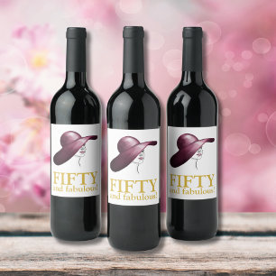 Fifty and Fabulous Elegant Woman Wine Label