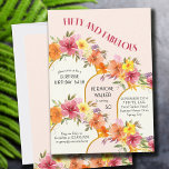 Fifty and Fabulous Floral Arches 50th Birthday Invitation<br><div class="desc">50th birthday party invitation for women. The design is titled "Fifty and Fabulous" and the template is set up for you to add your custom invite wording. This pretty floral design has modern gold arches and garlands of flowers and foliage in fruit salad shades of pink orange and yellow. Perfect...</div>
