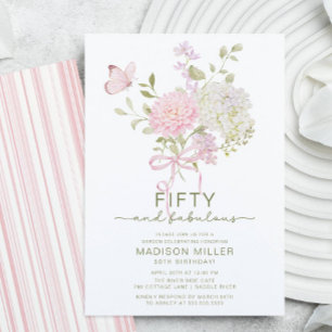 Fifty and Fabulous Floral Birthday Invite