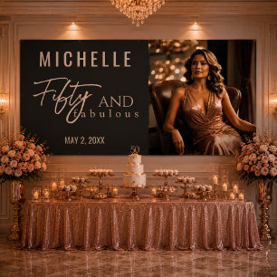 Fifty and Fabulous Glamourous Birthday Party Banner