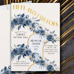 Fifty and Fabulous Gold Arch Floral 50th Birthday  Invitation<br><div class="desc">50th birthday party invitation in blue roses and gold arches. The design is titled "Fifty and Fabulous" in gold, art decor style lettering and the template is set up for you to add your custom invite wording. This pretty floral design has modern gold arches and garlands of flower buds, rose...</div>