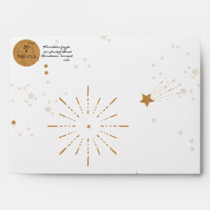 Fifty and Fabulous gold fireworks invitation Envelope