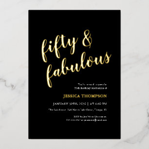 Fifty and Fabulous Gold Script 50th Birthday