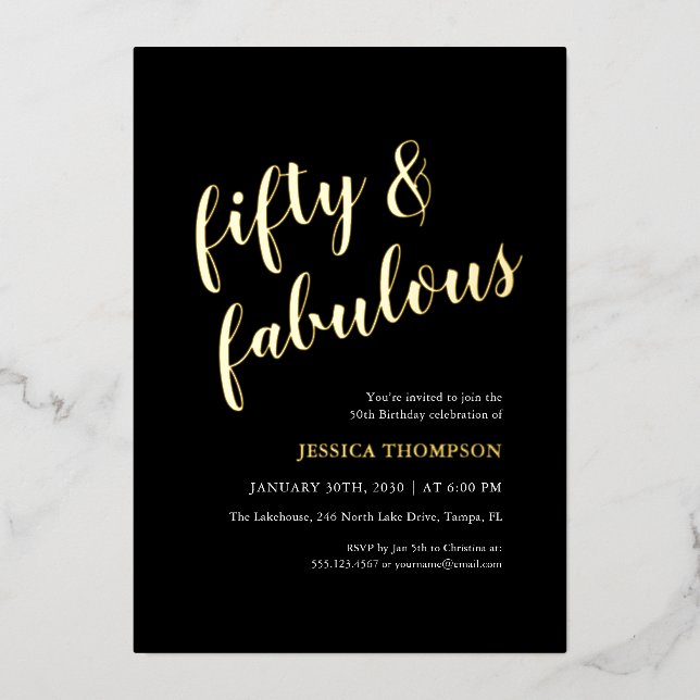 Fifty and Fabulous Gold Script 50th Birthday (Front)