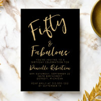 Fifty and Fabulous Gold Script 50th Birthday Party